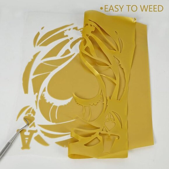 Guangyintong Heat Transfer Vinyl Gold HTV Rolls, 12" x 12ft Gold Iron on Vinyl - Picture 4 of 6